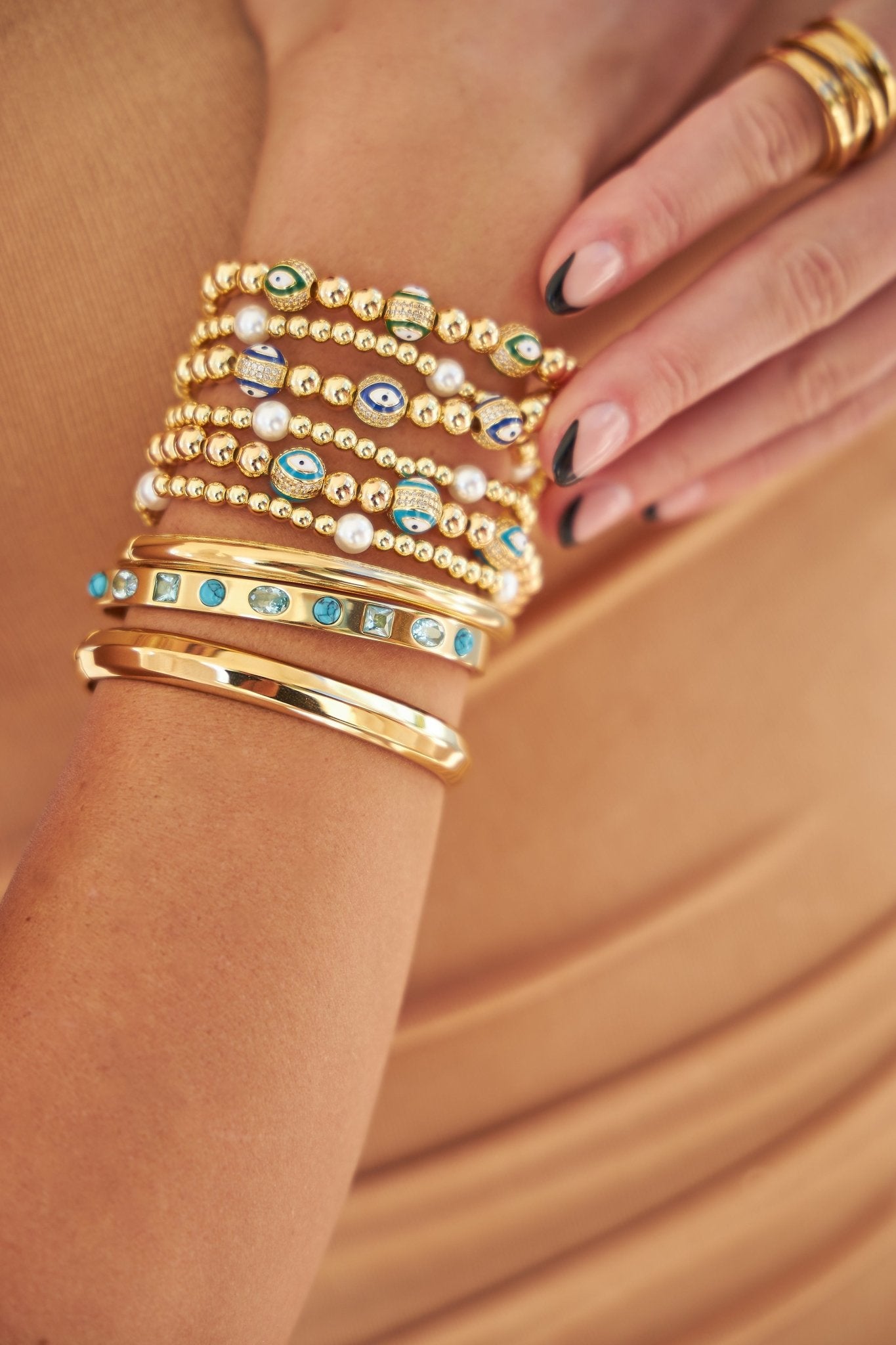 Evil Eye Gold Bead Bracelets - NOA -