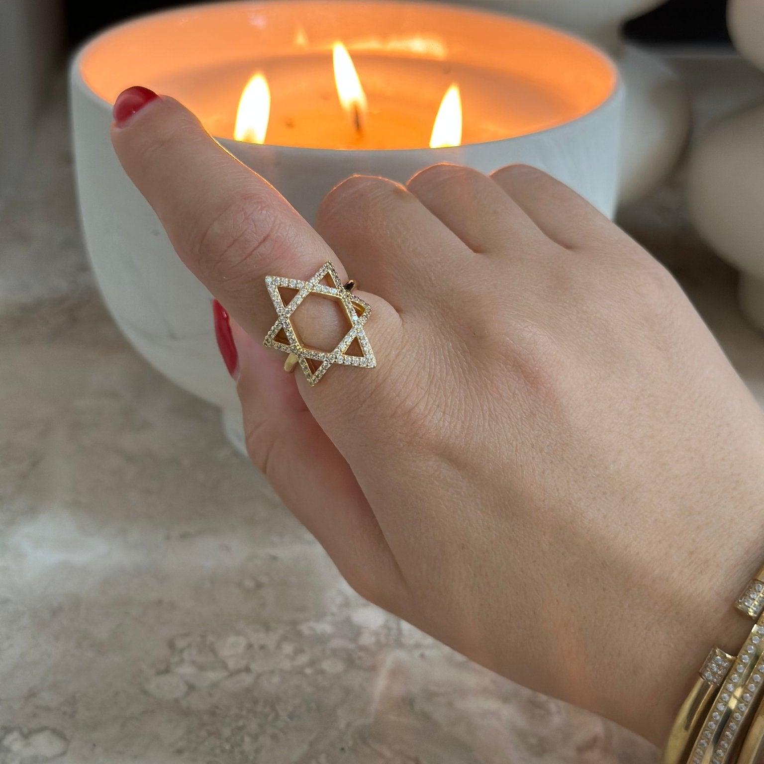Star of David Ring Pave - NOA Jewels -