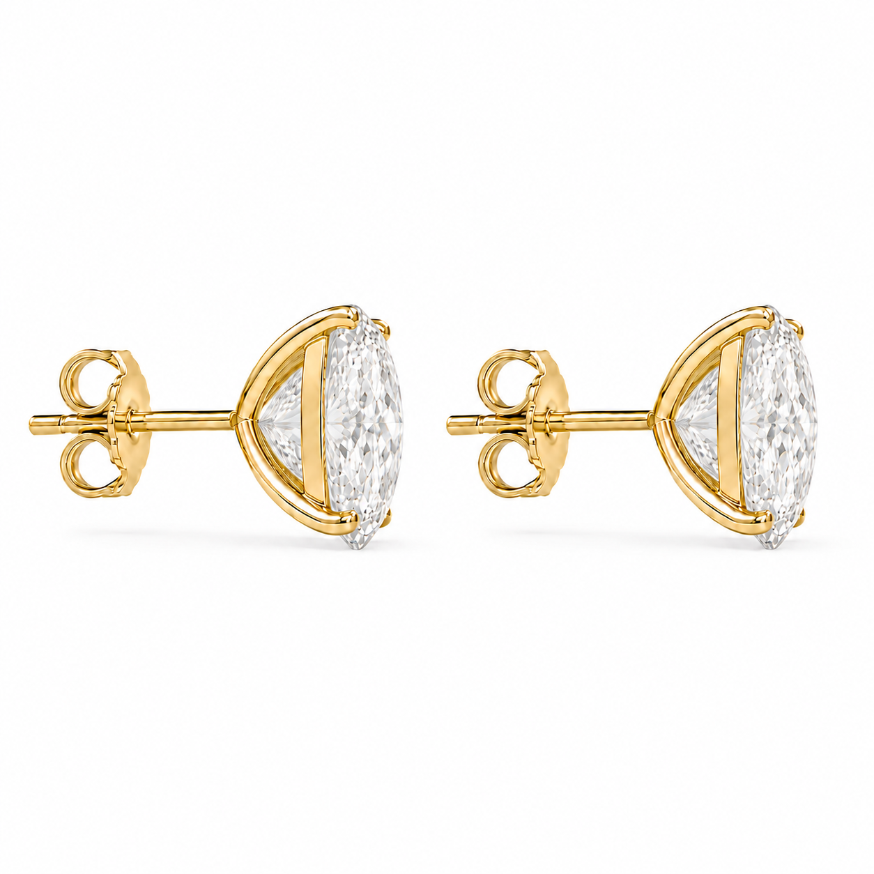 Oval Diamond Studs shown on the ear, side view