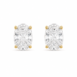 Oval Diamond Studs in gold, 8 x 12 mm oval simulated diamond studs, front view