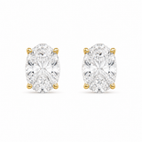 Oval Diamond Studs in gold, 8 x 12 mm oval simulated diamond studs, front view