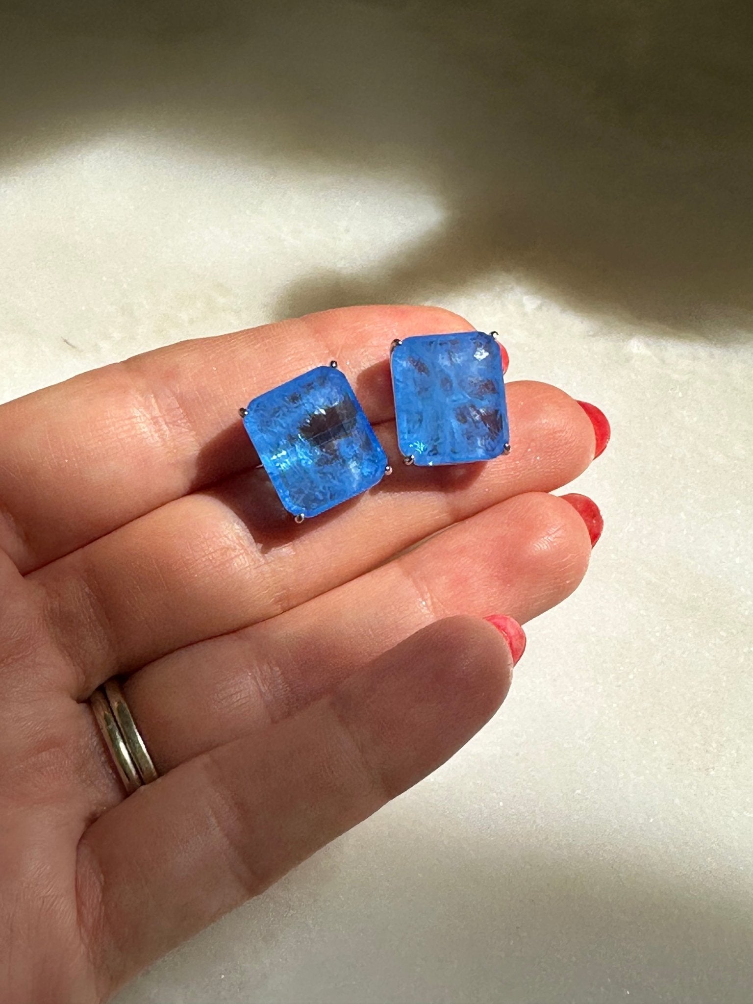 Azure Blue Oversized Goddess Studs - NOA Jewels -