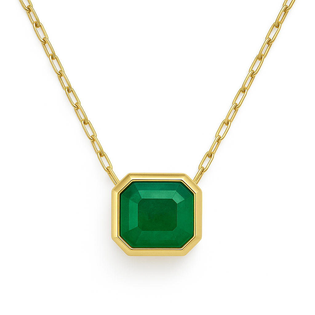 Bezel Emerald Pendant - NOA Jewels - 