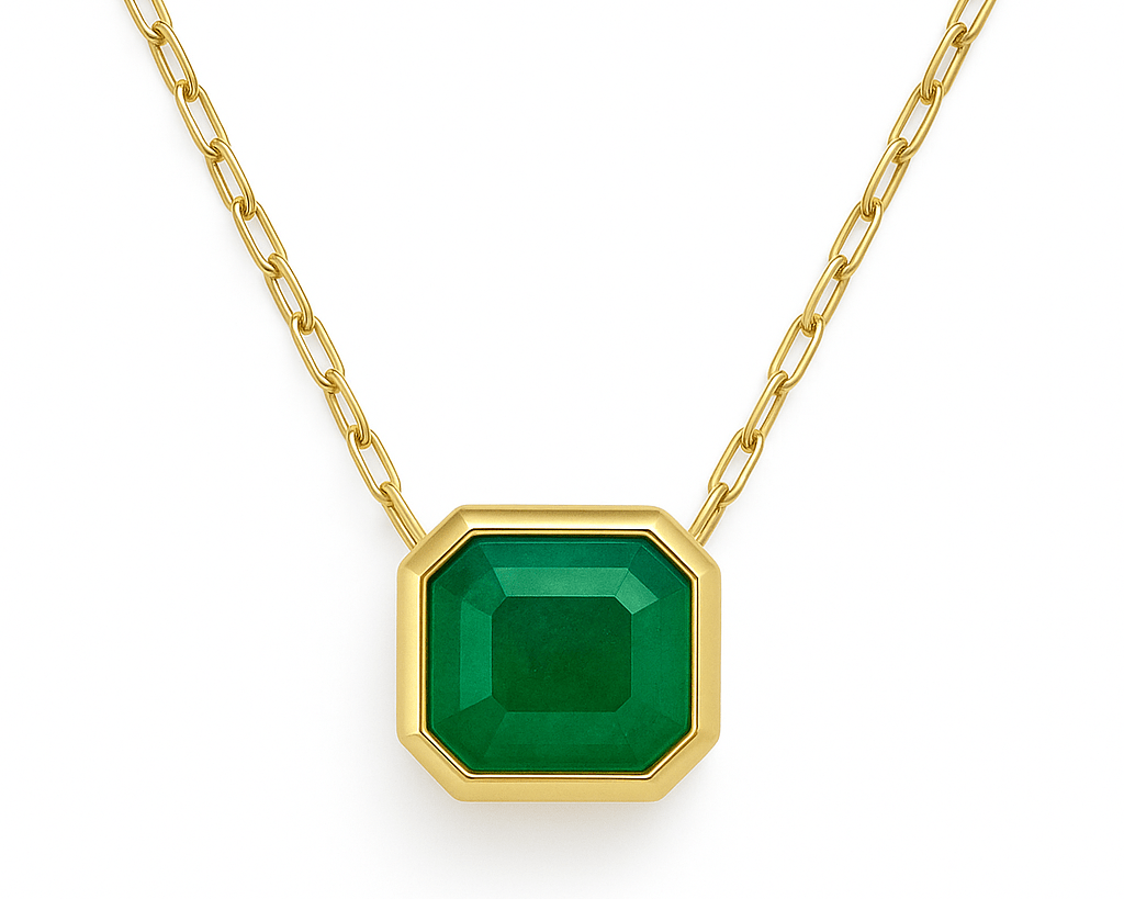 Bezel Emerald Pendant - NOA Jewels - 