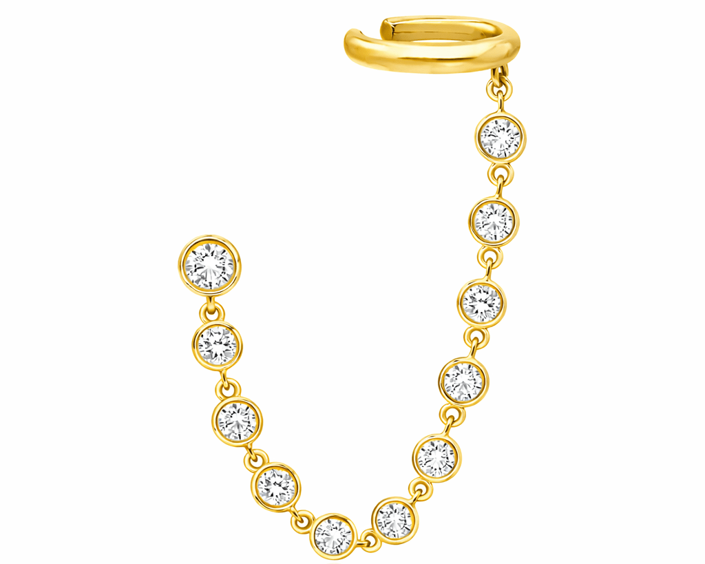 Diamond Disk Chain Ear Cuff - NOA Jewels - 