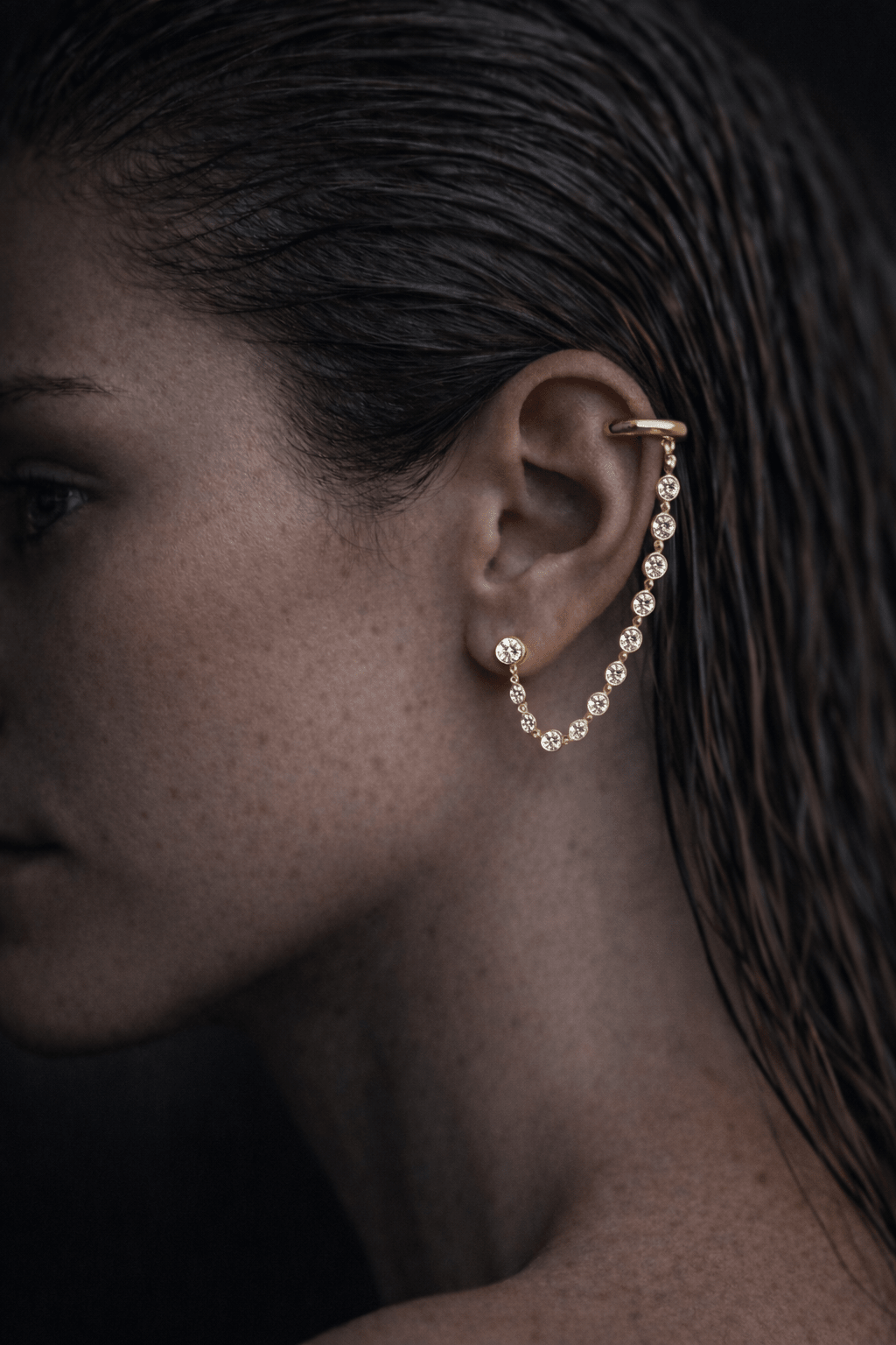 Diamond Disk Chain Ear Cuff - NOA Jewels - 