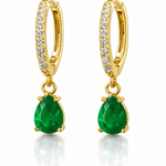 Diamond Emerald Pear Pave Huggies - NOA Jewels - 