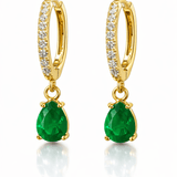 Diamond Emerald Pear Pave Huggies - NOA Jewels - 