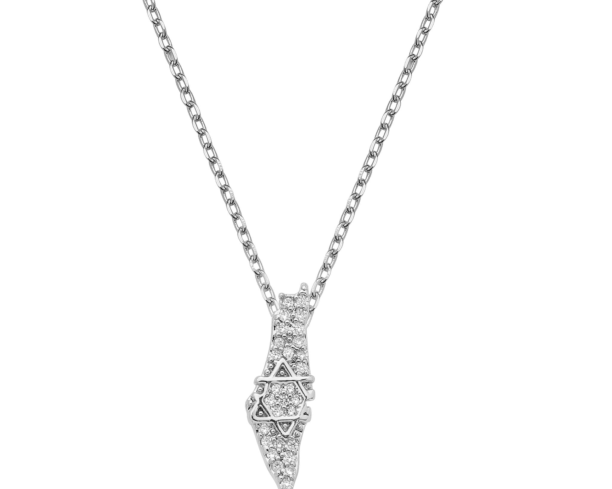 Diamond Map of Israel Necklace - NOA Jewels - 