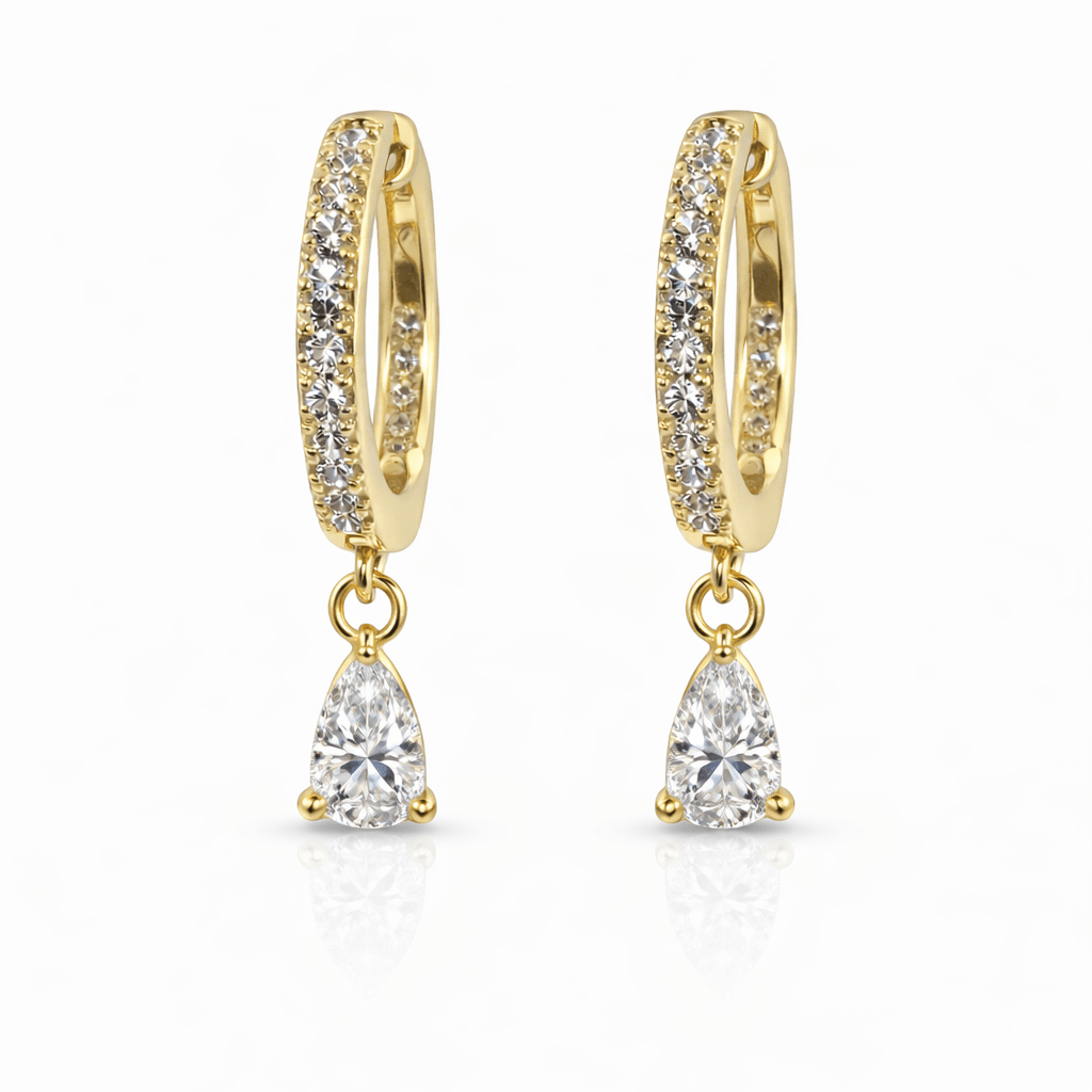 Diamond Pear Pave Huggies - NOA Jewels - 