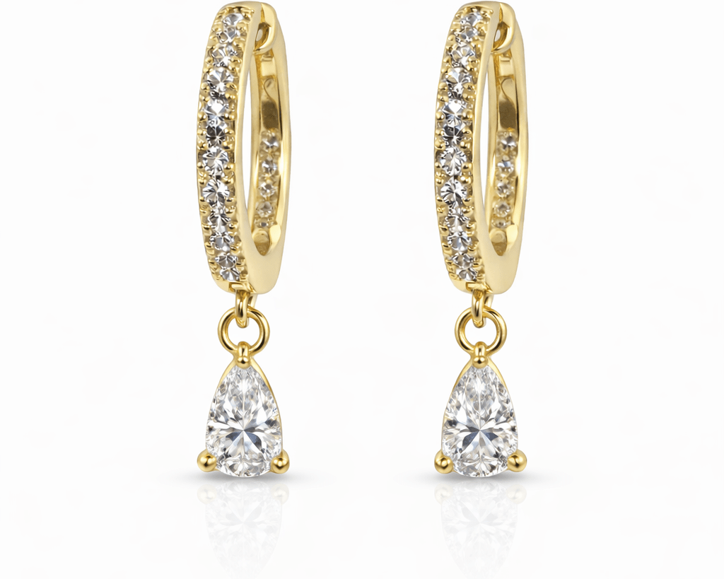 Diamond Pear Pave Huggies - NOA Jewels - 