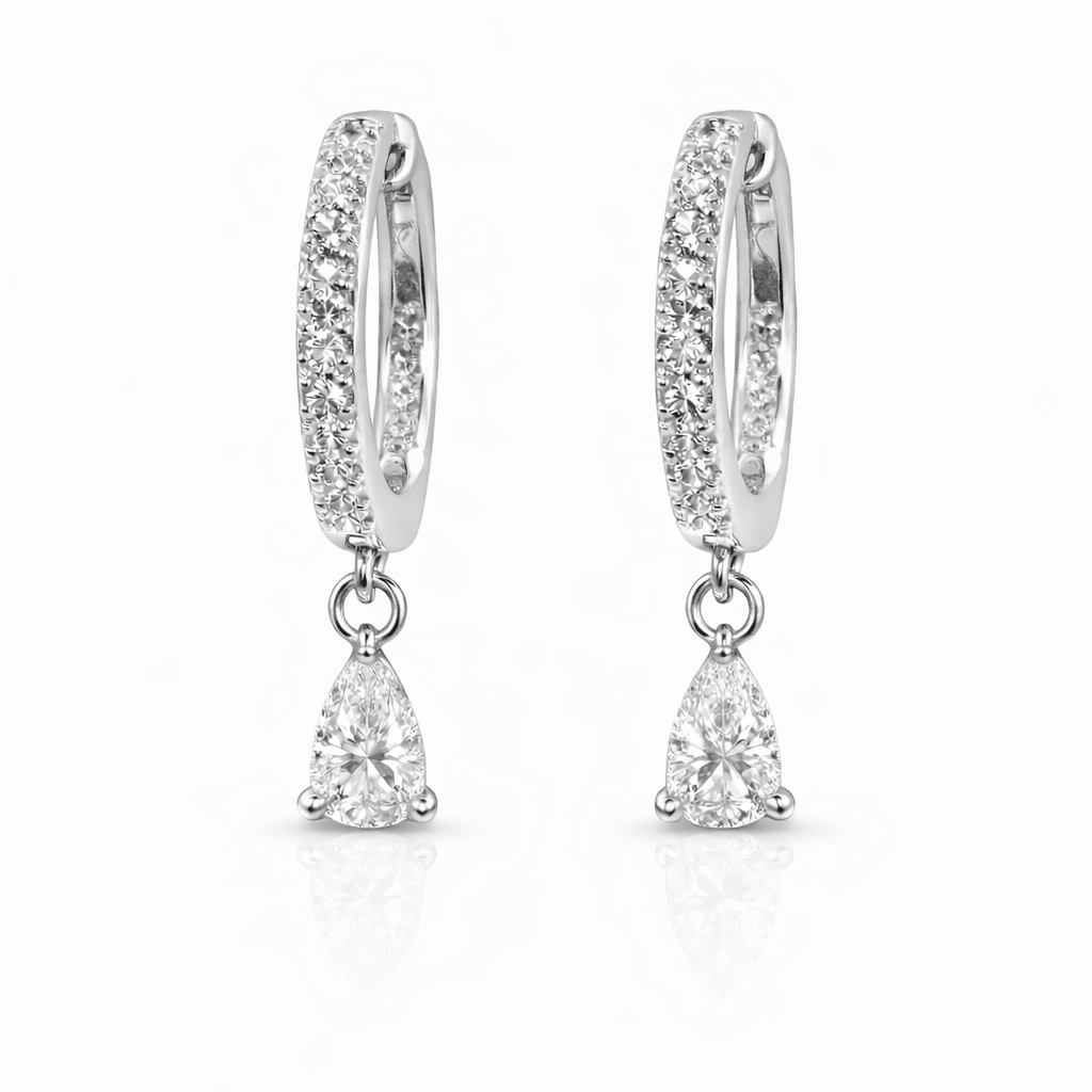 Diamond Pear Pave Huggies - NOA Jewels - 
