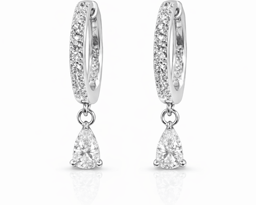 Diamond Pear Pave Huggies - NOA Jewels - 