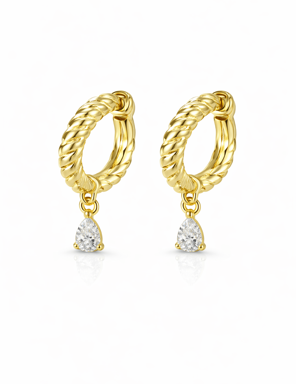 Diamond Single Pear Drop Rope Huggies - NOA Jewels - 