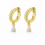 Diamond Single Pear Drop Rope Huggies - NOA Jewels - 