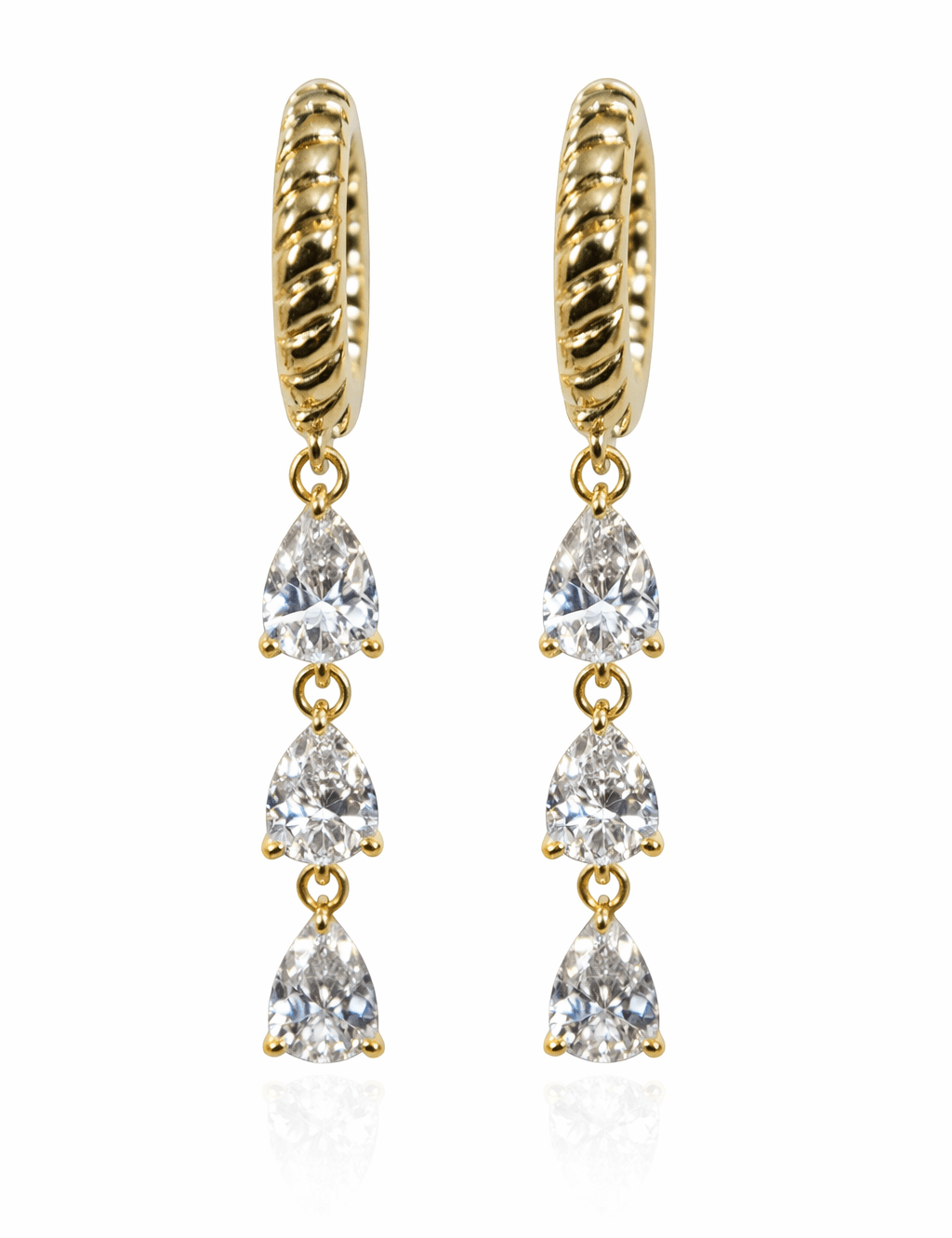 Diamond Triple Pear Drop Rope Huggies - NOA Jewels - 
