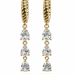 Diamond Triple Pear Drop Rope Huggies - NOA Jewels - 