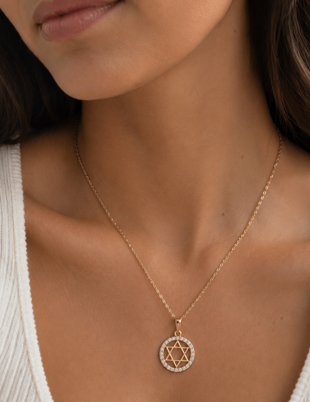 Disk Pave Star of David Necklace - NOA Jewels - 