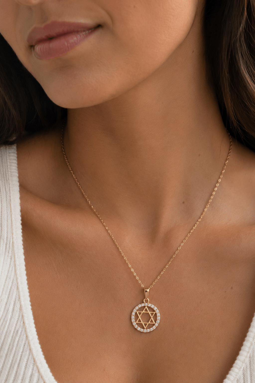 Disk Pave Star of David Necklace - NOA Jewels - 