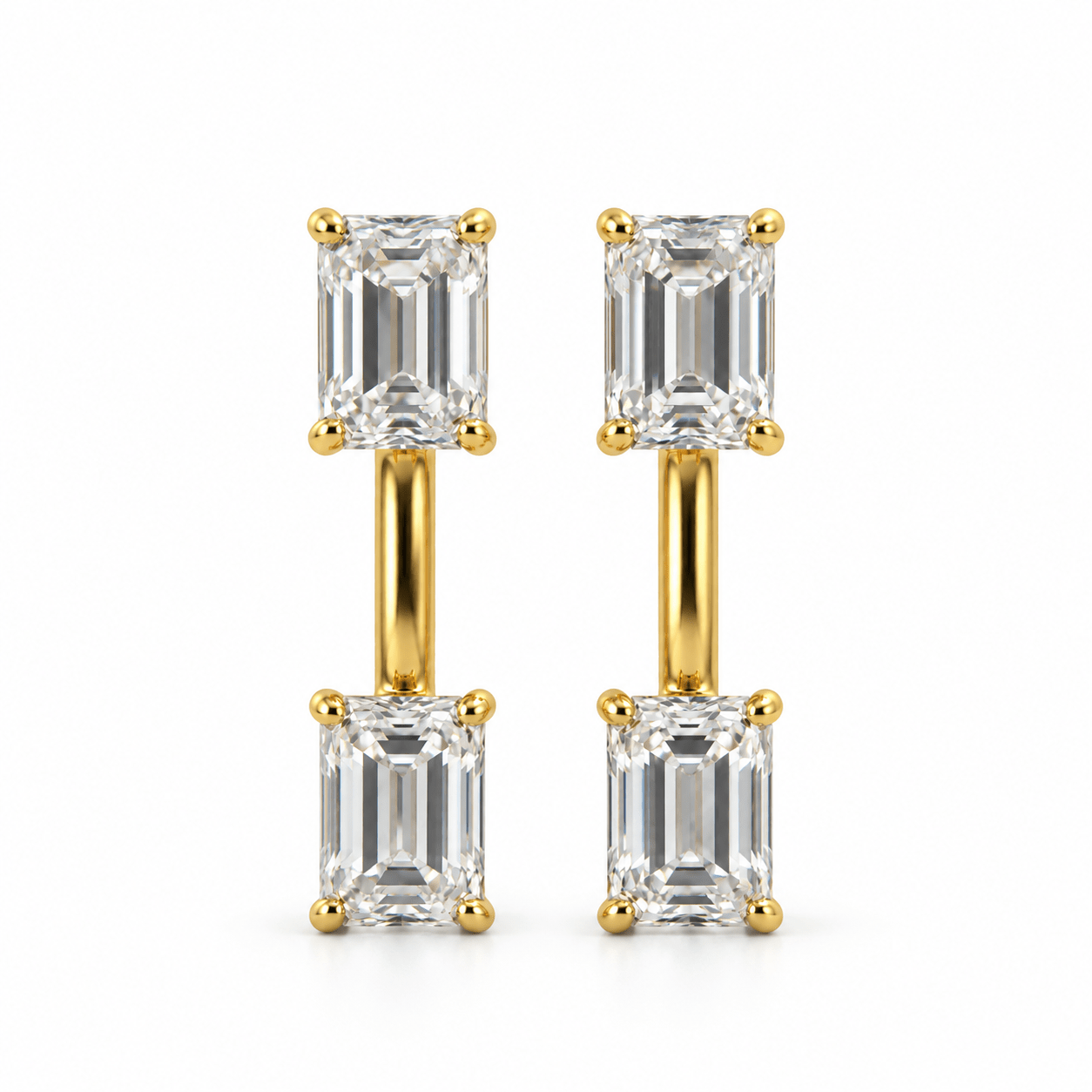 Emerald-Cut Floating Studs - NOA Jewels - Earrings