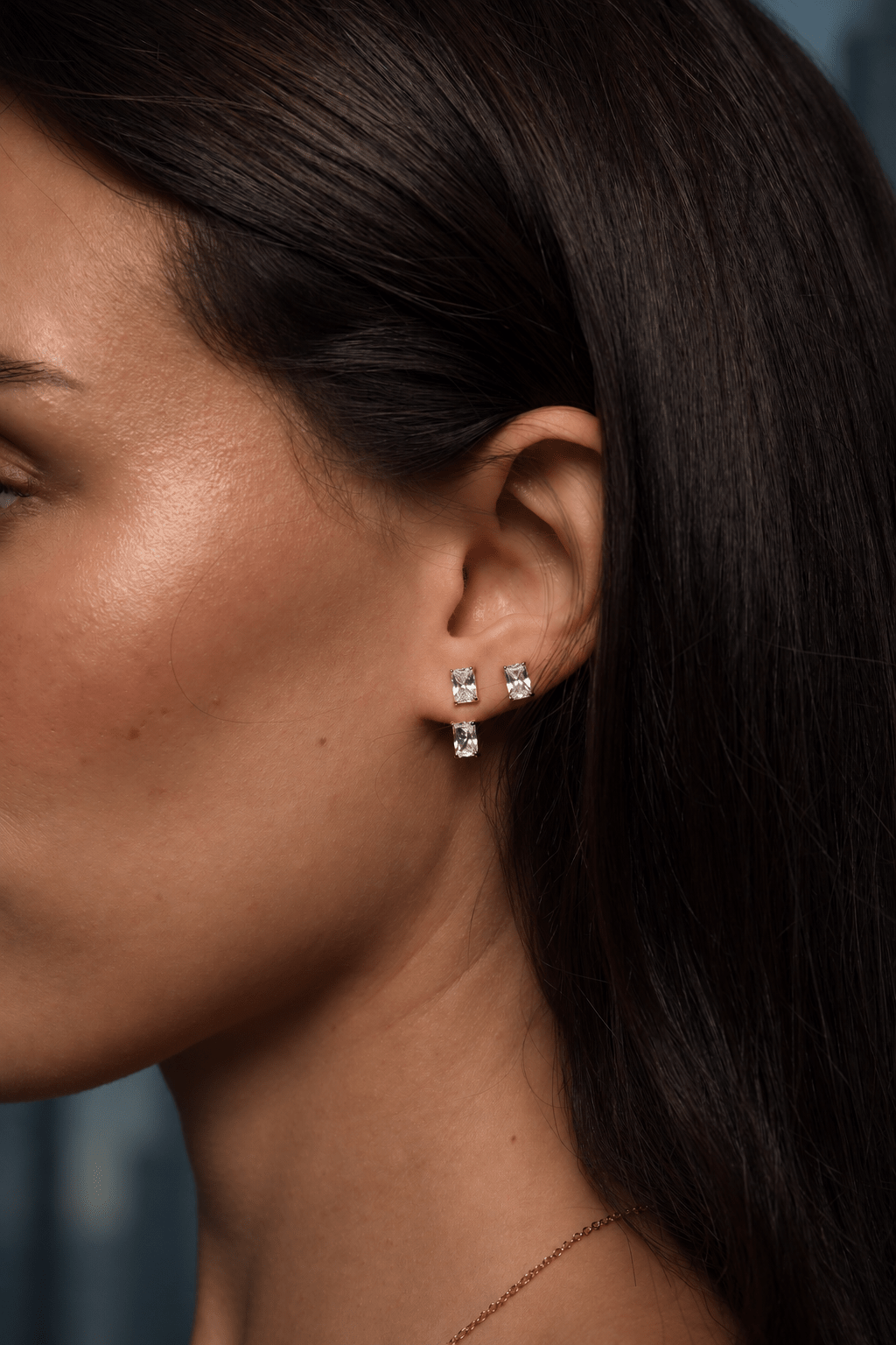 Emerald-Cut Floating Studs - NOA Jewels - Earrings