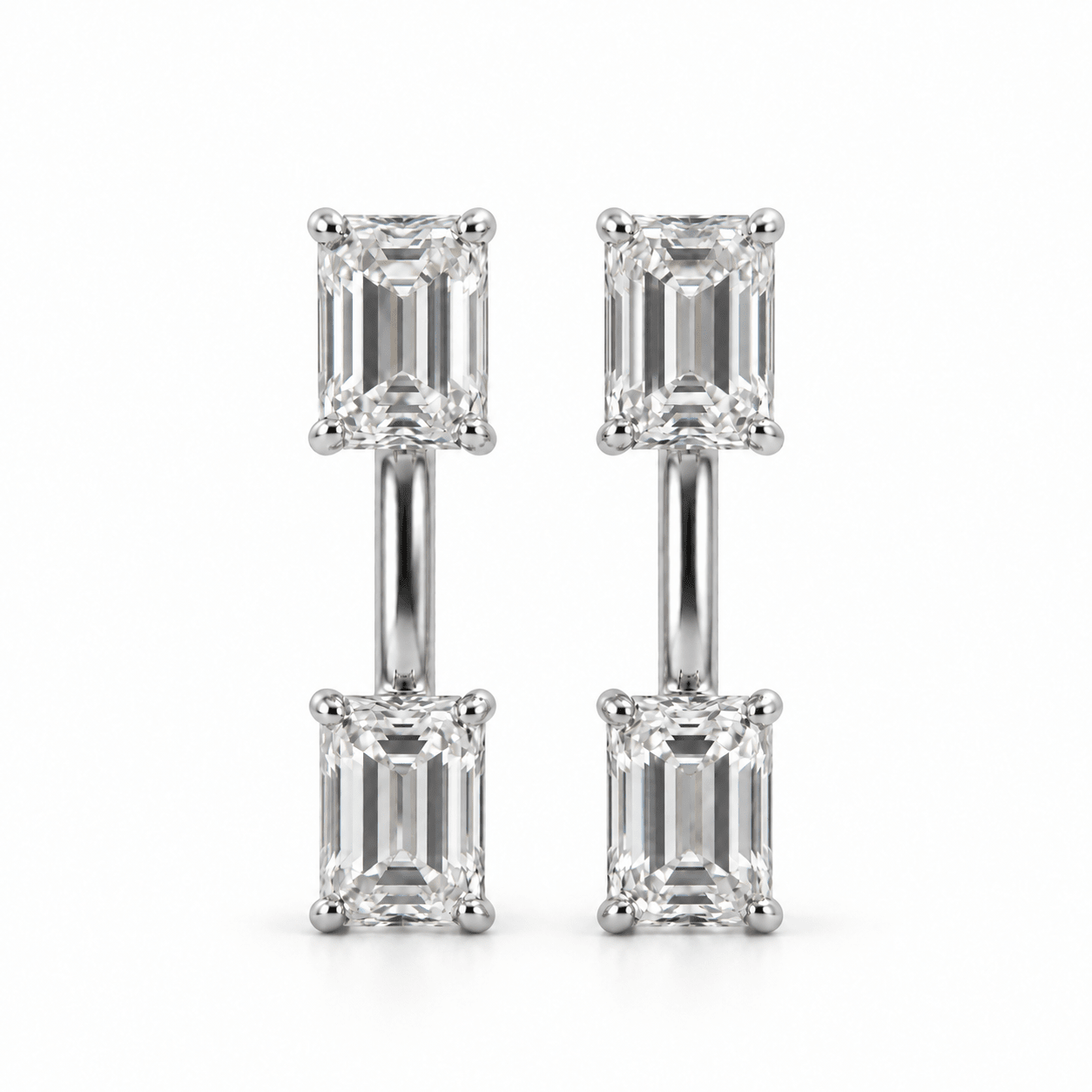 Emerald-Cut Floating Studs - NOA Jewels - Earrings