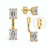 Emerald-Cut Floating Studs - NOA Jewels - Earrings