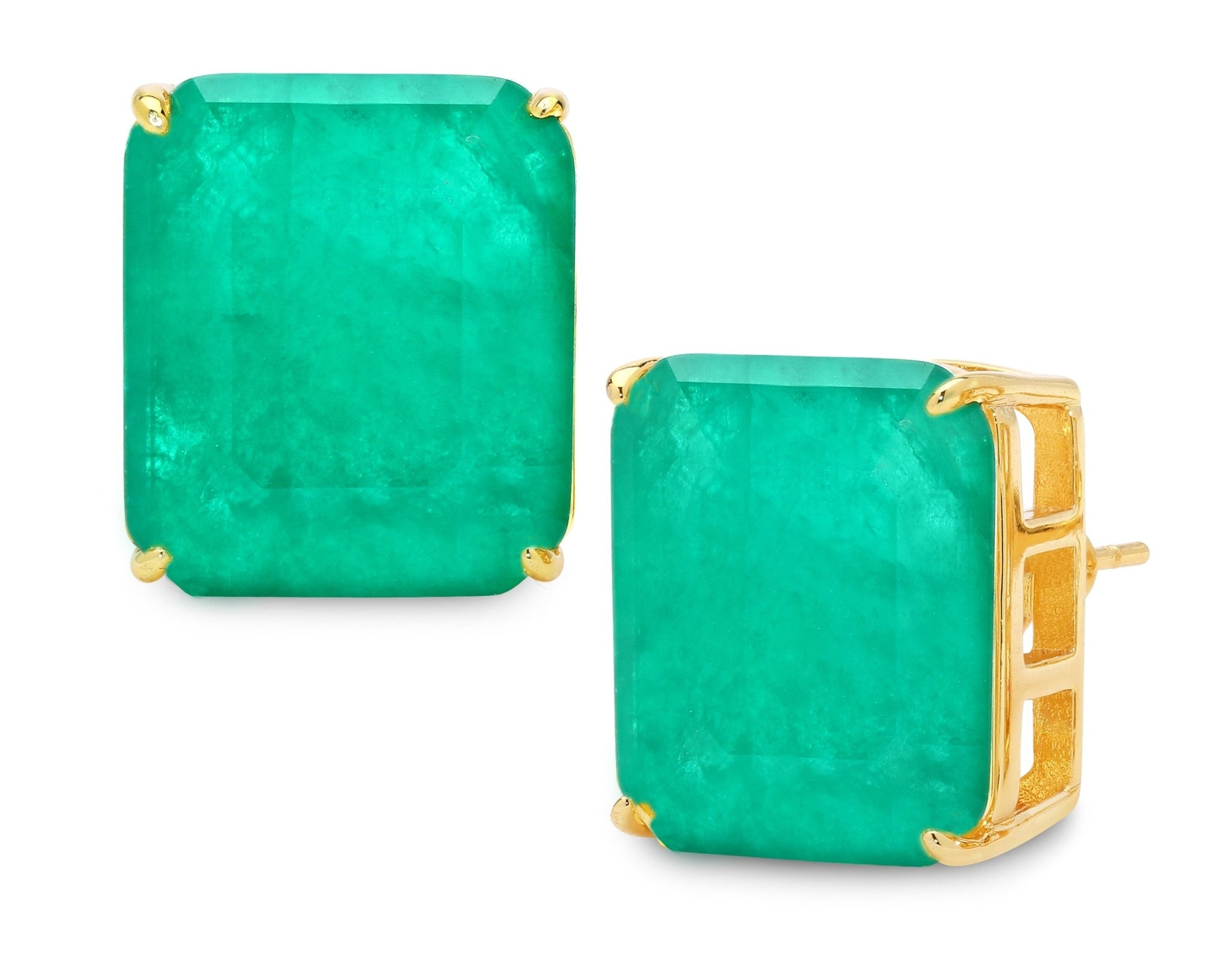 Emerald Ovesized Goddess Studs - NOA Jewels -