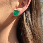 Emerald Ovesized Goddess Studs - NOA Jewels -