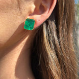 Emerald Ovesized Goddess Studs - NOA Jewels -