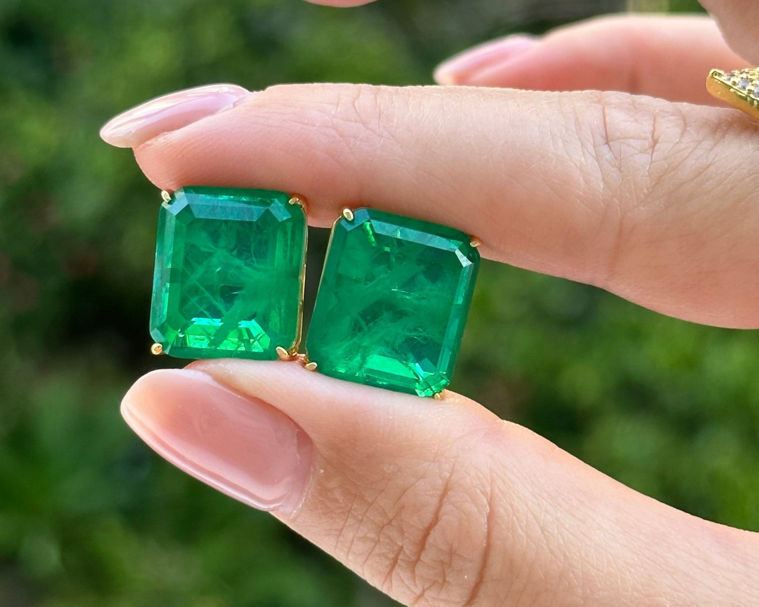 Emerald Ovesized Goddess Studs - NOA Jewels -
