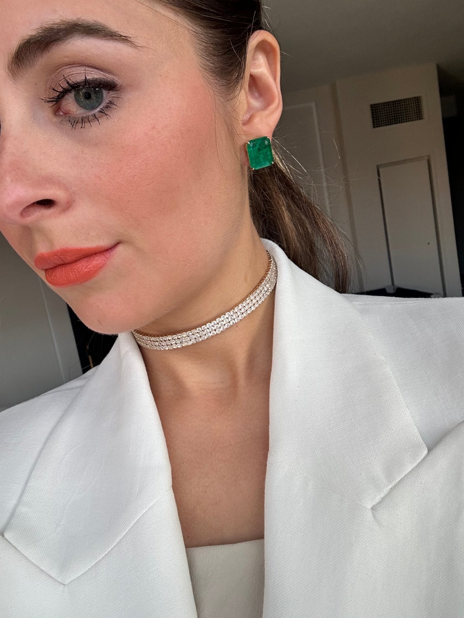 Emerald Ovesized Goddess Studs - NOA Jewels - 