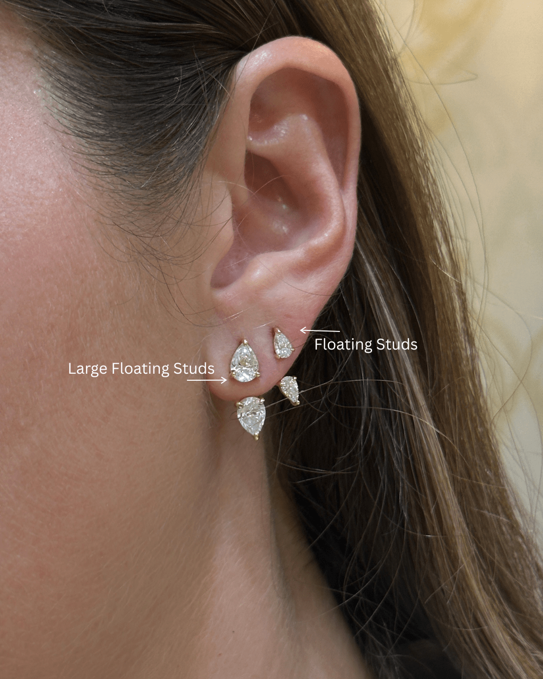 Floating Double Diamond Studs - NOA Jewels -