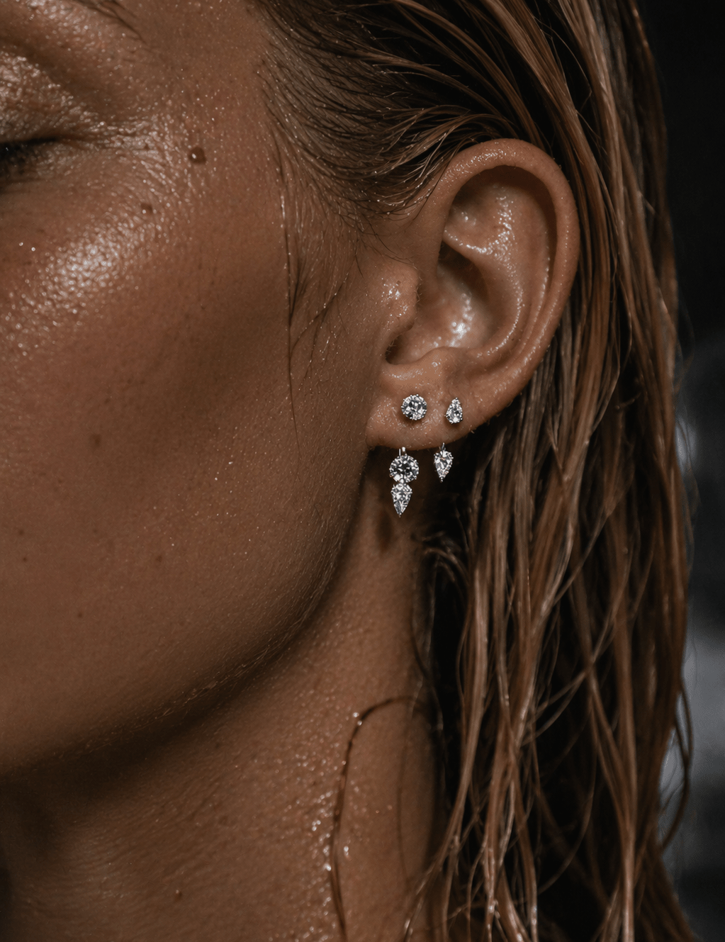 Floating Double Diamond Studs - NOA Jewels - 