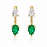 Floating Double Diamond Studs Emerald - NOA Jewels - 