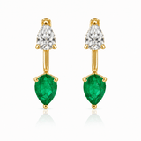 Floating Double Diamond Studs Emerald - NOA Jewels - 