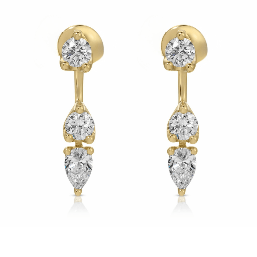 Floating Triple Diamond Studs - NOA Jewels - 