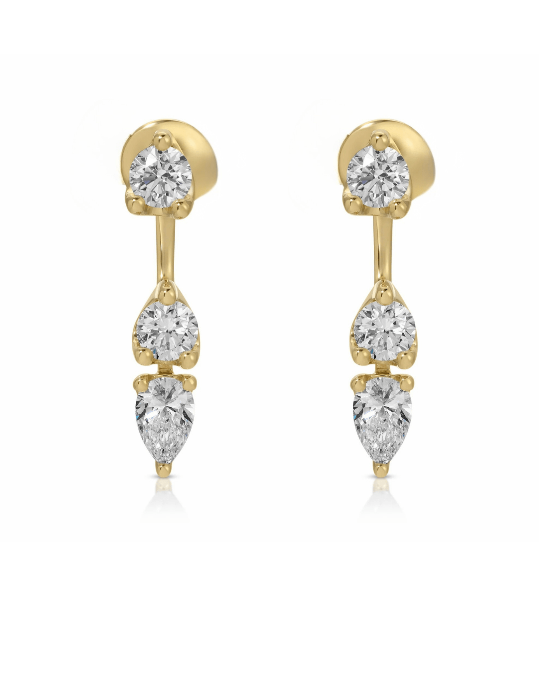 Floating Triple Diamond Studs - NOA Jewels - 