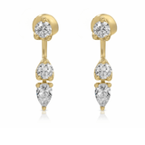 Floating Triple Diamond Studs - NOA Jewels - 
