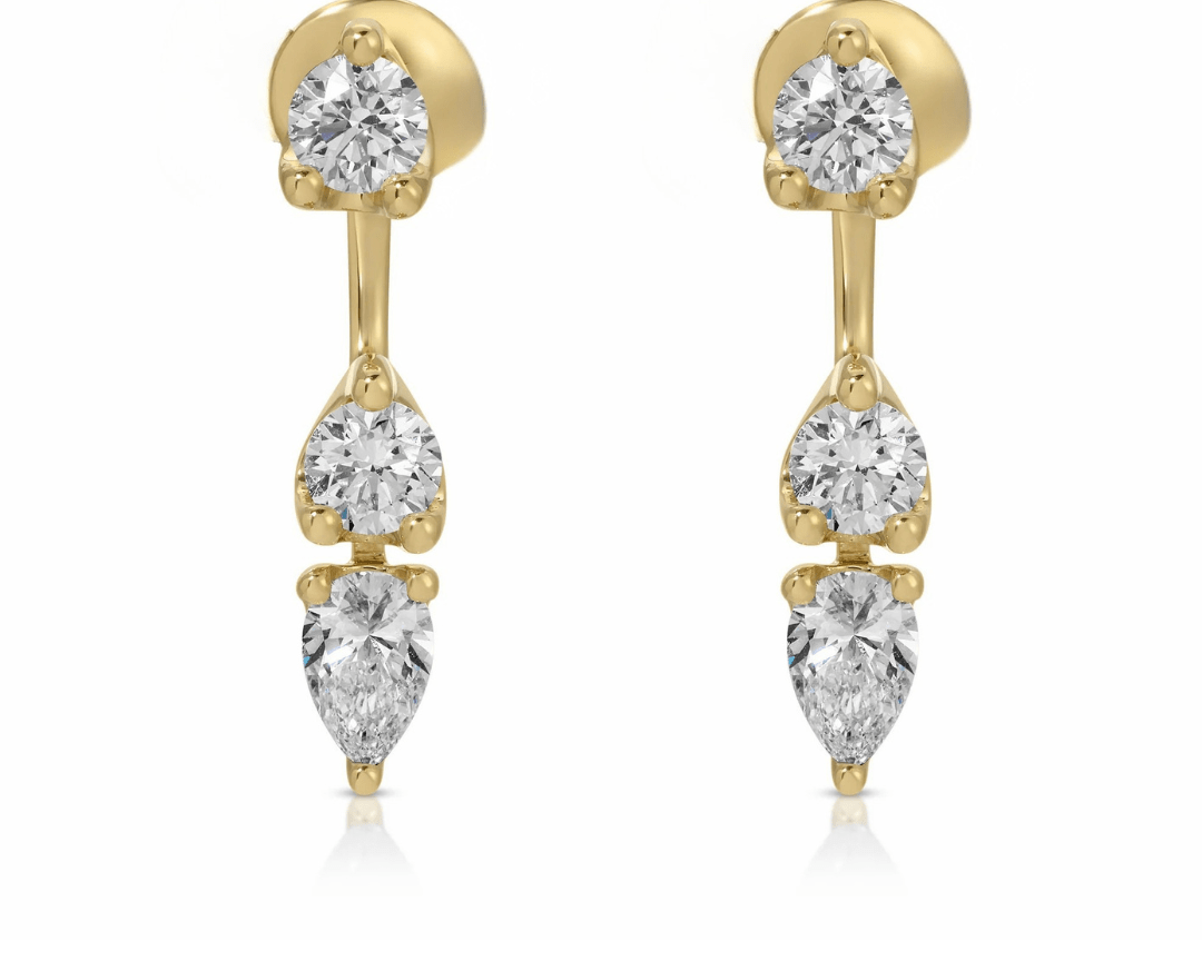 Floating Triple Diamond Studs - NOA Jewels - 
