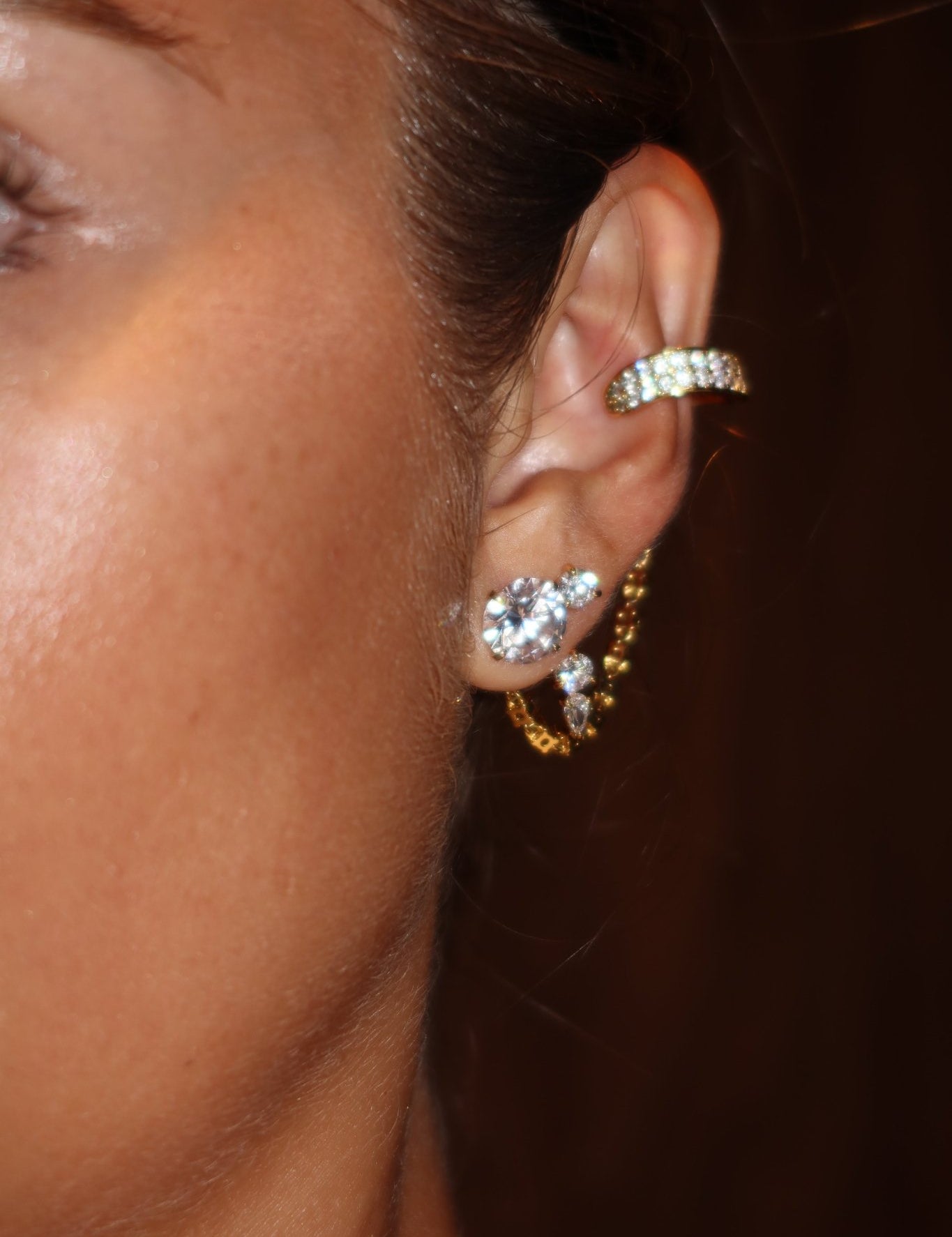 Floating Triple Diamond Studs - NOA Jewels - 