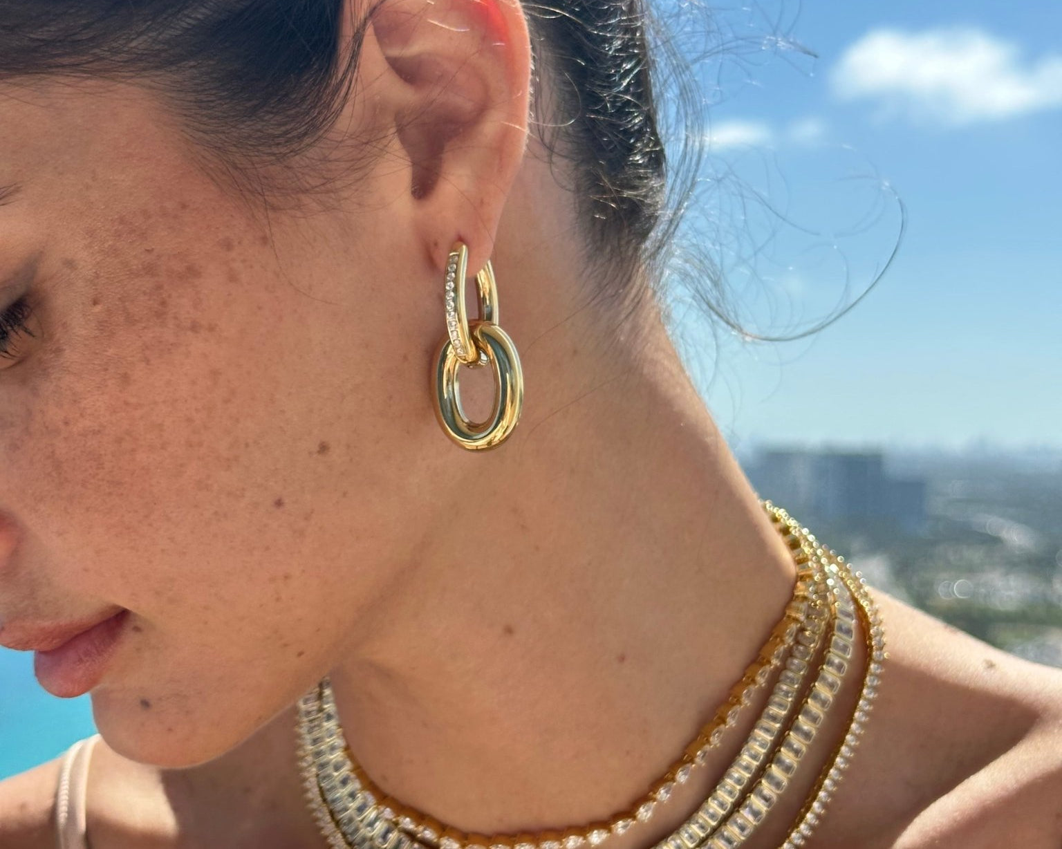Golden Oval Cascade Pave - NOA Jewels - 