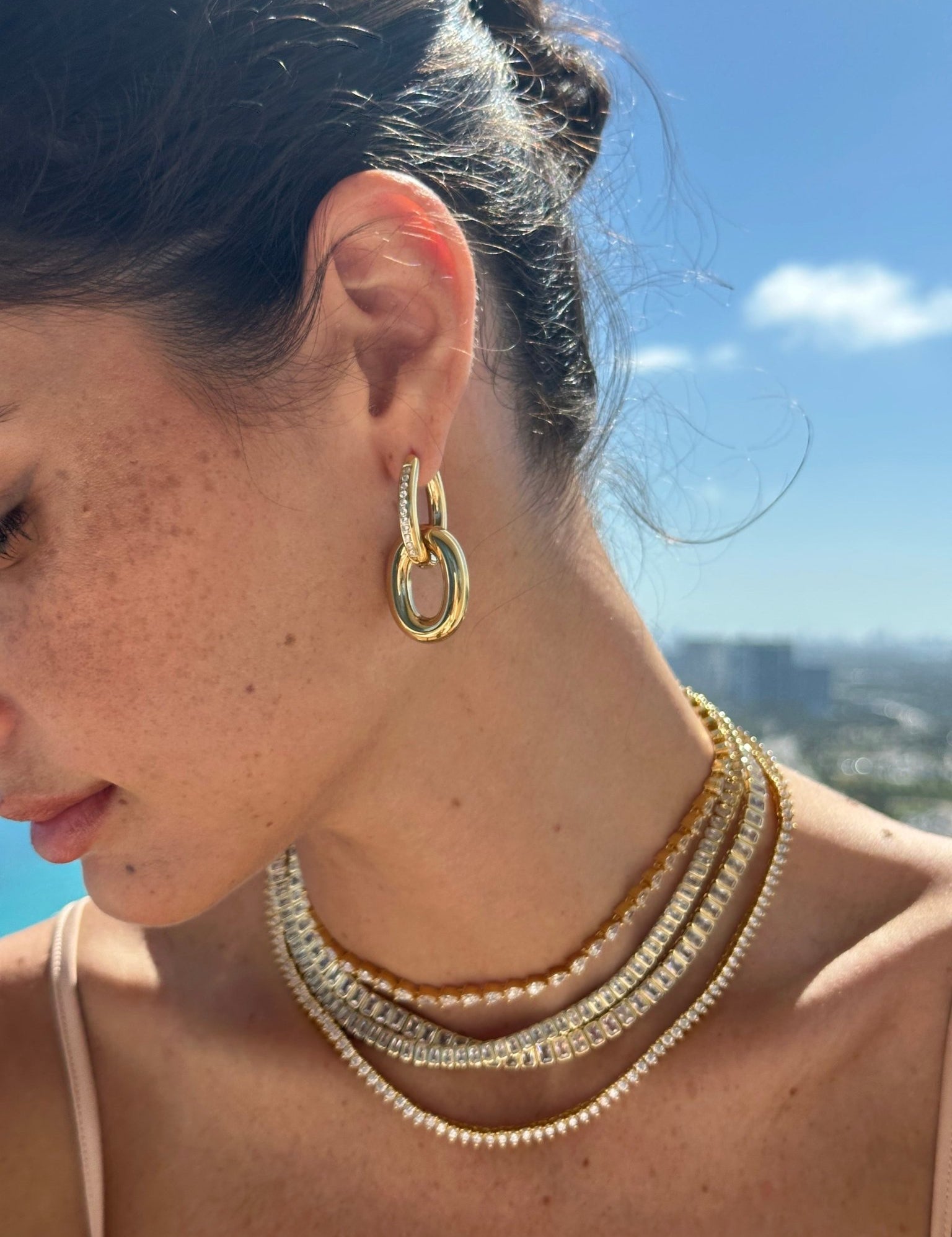 Golden Oval Cascade Pave - NOA Jewels - 