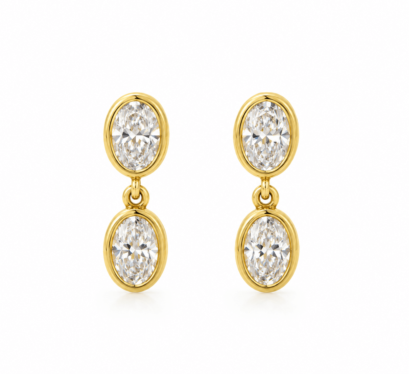 La Dauphine Double Oval Bezel Drop - NOA Jewels - Earrings