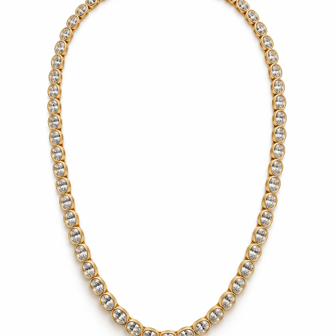La Dauphine Oval Bezel Tennis Necklace - NOA Jewels - Necklace