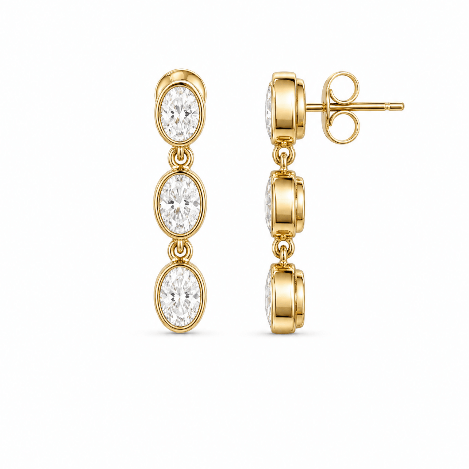 La Dauphine Triple Oval Bezel Drop - NOA Jewels - Earrings