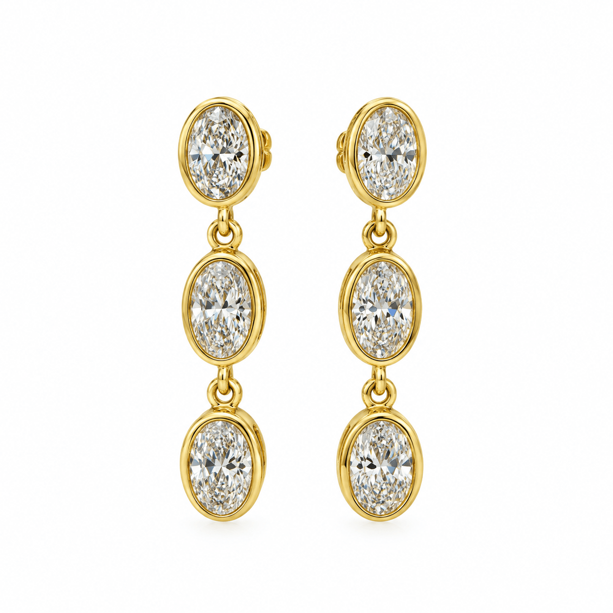 La Dauphine Triple Oval Bezel Drop - NOA Jewels - Earrings