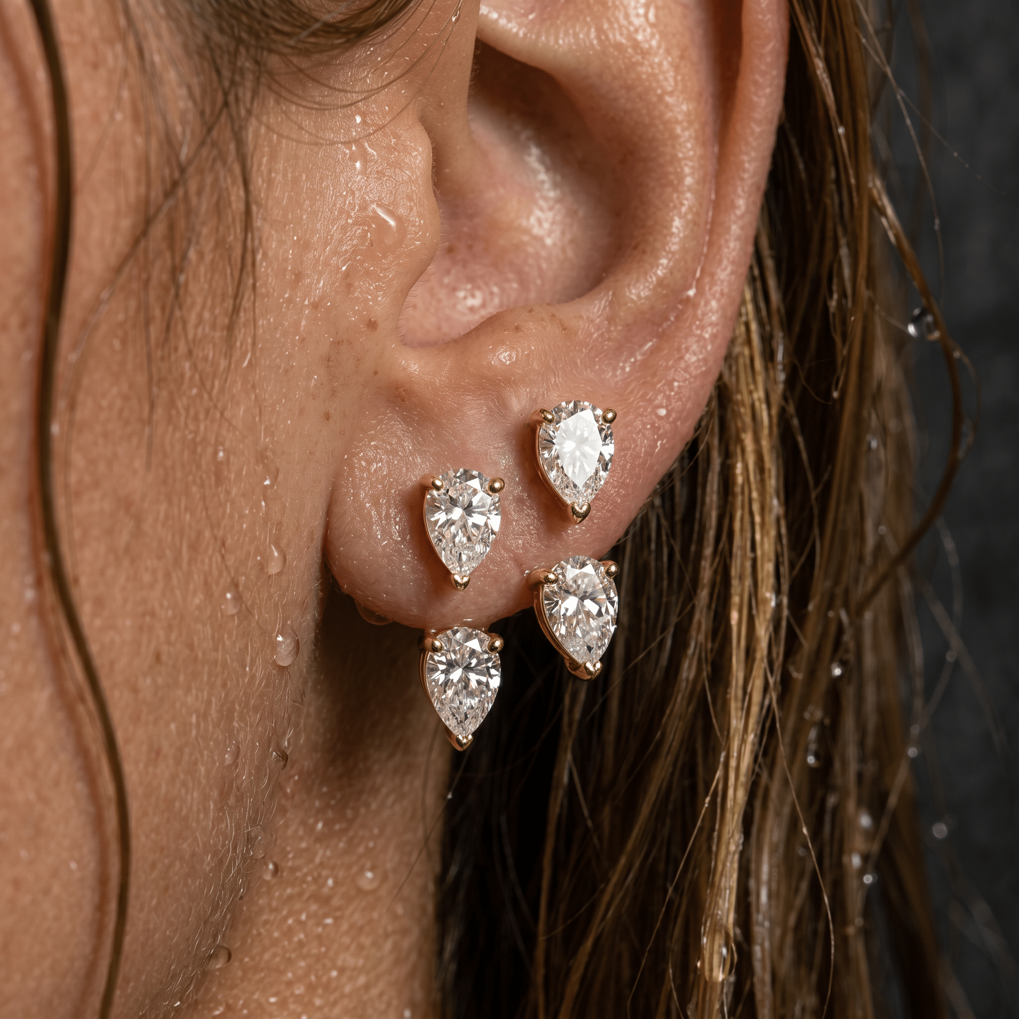 Large Floating Double Diamond Studs - NOA Jewels - 