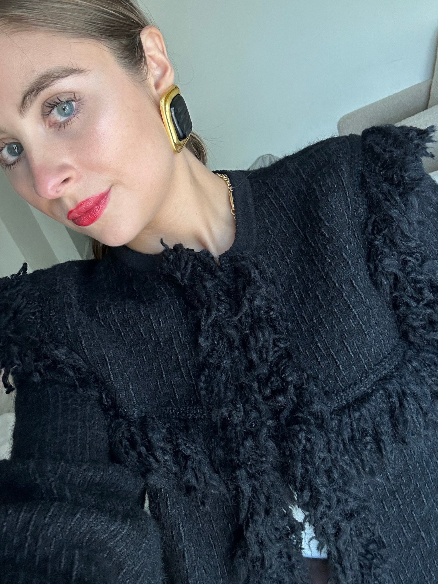 Laurent - Golden Black Resin Earrings - NOA Jewels - 