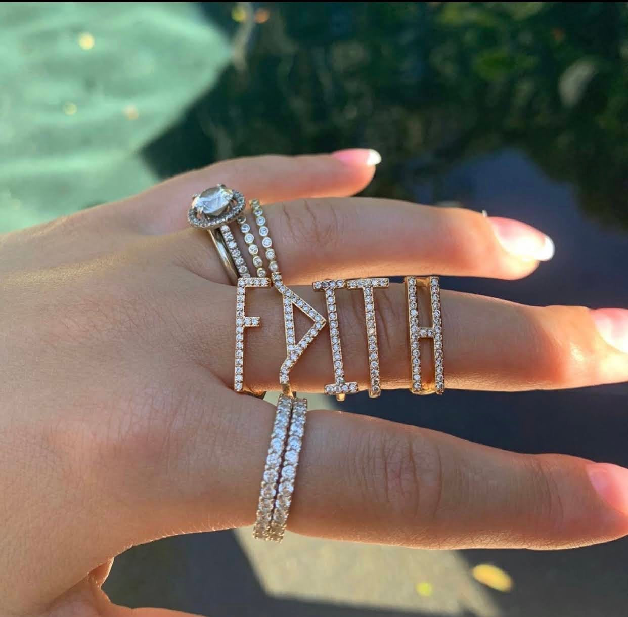 Letter Stackable Rings - NOA Jewels - 